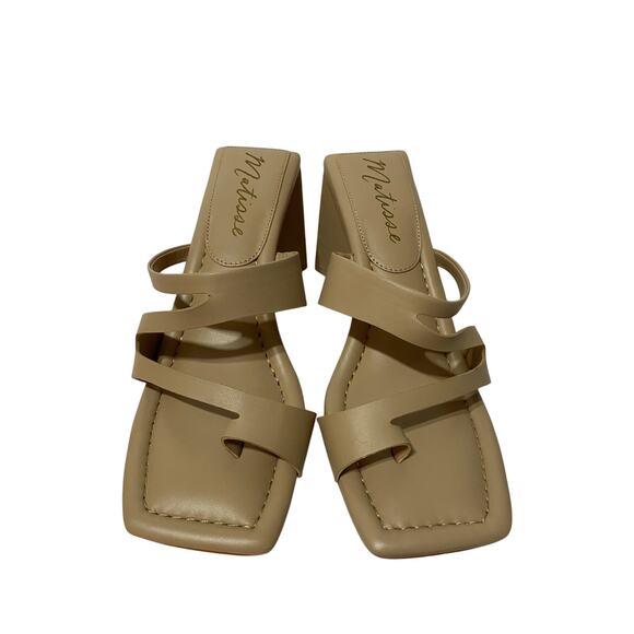 MATISSE Tan Oslo Vegan Triangle Heeled Sandal Sandals Size 9.5 Square Toe Artsy - Picture 3 of 8